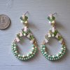Green and White Earrings,Light Green Earrings, Green Earrings,Green Teardrop Earrings