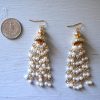 Pearl Fringe Earrings, Pearl Earrings, Pearl Chandelier Earrings,Gold and Pearl Earrings