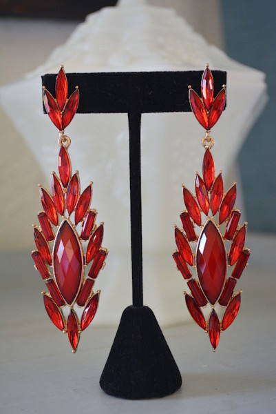 Red Chandelier Earrings,Red Earrings,Ruby Red Earrings,Chandelier Earrings, Fiery Earrings