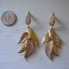 Gold Lily Earrings,Gold Earrings,Rhinestone Earrings,Flower Earrings, Petals Earrings