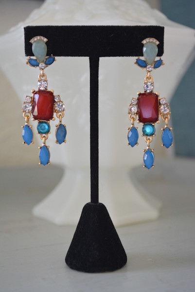 Red and Blue Earrings,Chandelier Earrings,Drop Earrings