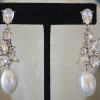 Rhinestone and Pearl Earrings,,Rhinestone Earrings,Pearl and Rhinestone Earrings,Bridal Earrings, Bridal Jewelry, Pearls and Diamonds Earrings