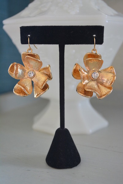 Gold Flower Earrings,Gold Flower Jewelry,Flower Earrings,Gold Earrings
