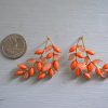 Orange Leaves Earrings, Peach Earrings, Orange Earrings, Leaf Jewelry