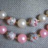 Pink and White Necklace,Vintage Pink Necklace,Vintage Pearl Necklace, Pink and White Beaded Necklace