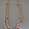 Pink and White Necklace,Vintage Pink Necklace,Vintage Pearl Necklace, Pink and White Beaded Necklace