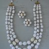 White Jewelry Set,White Jewelry, White Necklace and Earrings,Necklace and Earrings,White Beaded Necklace Set, Vintage White Jewelry