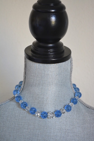 Clear Blue Necklace,Blue Necklace,Blue Crystal Necklace, Blue and Clear Necklace