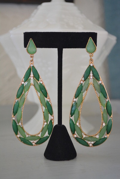 Green Teardrops Earrings,Green Teardrop Earrings, Green Statement Earrings, Big Green Earrings, Green Earrings,Green Jewelry