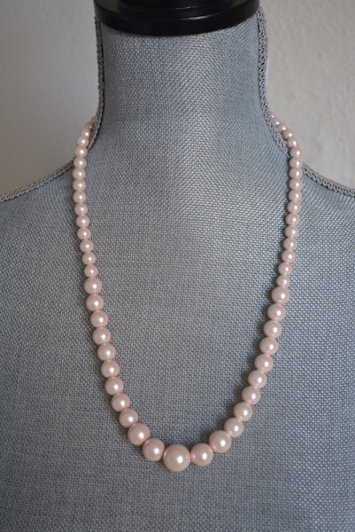 Pale Pink Pearl Necklace,Pink Necklace,Pale Pink Necklace,Pink Pearl Necklace, Vintage Pearl Necklace