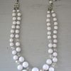 Clear and White Beaded Necklace, 2-Stranded Necklace,White Necklace,White Beaded Necklace