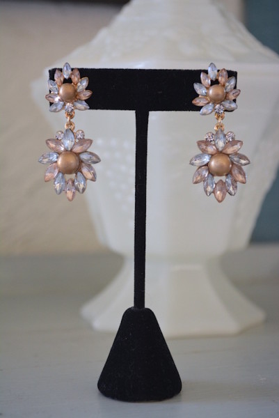 Mocha Pearl Earrings,Pearl and Rhinestone Earrings,Mocha Earrings