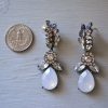 Rhinestone Feather Earrings,Art Deco Earrings, Rhinestone and Opal Earrings,Bridal Earrings, Feather Earrings