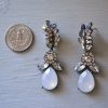Rhinestone Feather Earrings,Art Deco Earrings, Rhinestone and Opal Earrings,Bridal Earrings, Feather Earrings