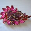 Pink Rhinestone Brooch, Pink Brooch, Pink Sapphire Brooch, Ruby Brooch, Amethyst Brooch, Pink and Red Brooch, Pink and Purple Brooch, Purple Brooch, Red Brooch