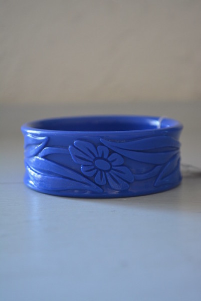 Blue Bangle Bracelet, Blue Bracelet, Daisy Bracelet,Flower Bracelet, Plastic Bracelet, Bangle Bracelet
