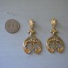 Gold Scroll Earrings,Gold Earrings, Scroll Earrings, Scrolling Earrings, Jacobean Earrings,Gold Drop Earrings