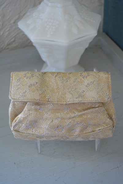 Coin Purse, Brocade Purse,Vintage Purse, Ivory Purse, Brocade Coin Purse