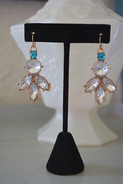 Rhinestone and Aquamarine Drop Earrings,Bridal Earrings,Bride,Rhinestone Earrings,Blue and White Earrings,Aquamarine Earrings