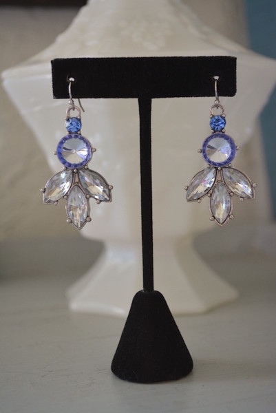 Sapphire and Rhinestone Earrings,Sapphire Earrings