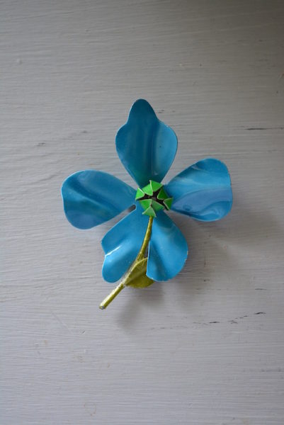 Blue Flower Brooch, Vintage Flower Brooch, Enamel Flower Brooch, Vintage Flower Pin, Flower Pin