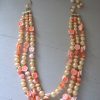 Peach Beaded Necklace, Peach Flowers Necklace, Peach Necklace, Orange Necklace, Cream Necklace, Cream Necklace, Tangerine Necklace