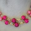 Pink Beaded Necklace Set, Pink Jewelry, Vintage Pink Jewelry, Bright Pink Necklace Set, Bright Pink Necklace, Fuchsia Necklace, Fuchsia Beaded Necklace, Berry Necklace Set, Necklace and Earrings