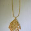 Gold Fringed Medallion Necklace, Fringe Necklace, Gold Fringe Necklace, Gold Medallion Necklace, 1970's Jewelry