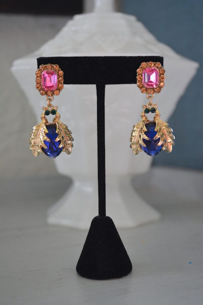 Bug Earrings, Bug Jewelry, Victorian Earrings, Sapphire Earrings, Bug Drop Earrings