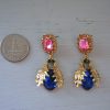 Bug Earrings, Bug Jewelry, Victorian Earrings, Sapphire Earrings, Bug Drop Earrings