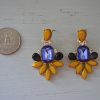 Mustard Earrings, Yellow Earrings, Dark Yellow Earrings, Yellow and Purple Earrings