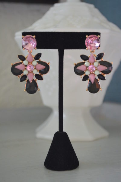 Pink and Black Earrings, Statement Earrings, Pink Statement Earrings, Black Statement Earrings, On Sale
