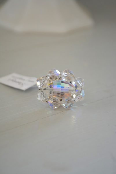 Crystal Ring, Repurposed Jewelry, Handmade Ring, Vintage Parts, Clear Ring, Crystal Ring, Crystal Jewelry, Swarovski Beads