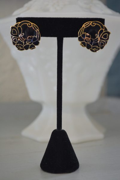 Black Butterfly Earrings, Vintage Earrings, Black and Gold Earrings, Early 80s Jewelry, 1980s Jewelry, Butterfly Jewelry, Butterfly Earrings
