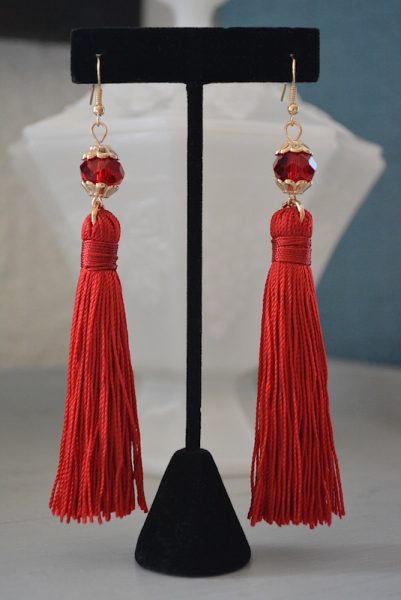 Red Tassel Earrings, Red Fringe Earrings, Fringe Jewelry, Red Earrings, Statement Earrings, Red Jewelry, Tassel Earrings