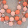 Peach Beaded Necklace Set, Necklace and Earrings, Peach Necklace and Earrings, Peach Jewelry, Pink Jewelry