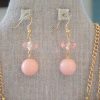 Peach Beaded Necklace Set, Necklace and Earrings, Peach Necklace and Earrings, Peach Jewelry, Pink Jewelry