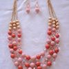 Peach Beaded Necklace Set, Necklace and Earrings, Peach Necklace and Earrings, Peach Jewelry, Pink Jewelry