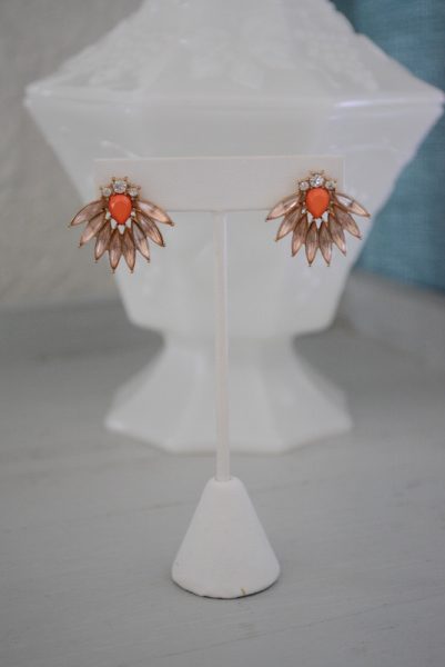 Peach Fan Earrings, Fan Earrings, Peach Earrings, Peach Jewelry, Orange Earrings