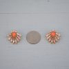 Peach Fan Earrings, Fan Earrings, Peach Earrings, Peach Jewelry, Orange Earrings