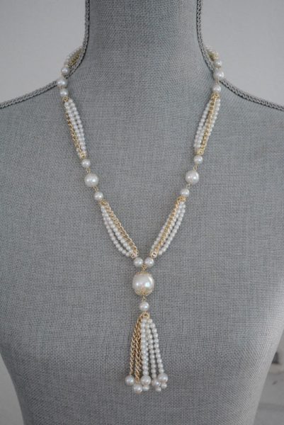 Pearls Tassel Necklace, Pearls and Chains Necklace, Pearl Necklace Pearl Tassel Necklace, Tassel Necklace,