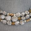 Marbled White Beaded Necklace, Kramer, Kramer Costume Jewelry, Signed Vintage Jewelry, White and Tan Necklace, Brown and White Necklace