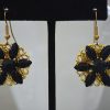 Black Flower Earrings, Handmade Jewelry, Black Earrings, Black and Gold Earrings, Flower Earrings, Repurposed Jewelry, Vintage Parts