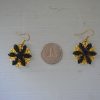 Black Flower Earrings, Handmade Jewelry, Black Earrings, Black and Gold Earrings, Flower Earrings, Repurposed Jewelry, Vintage Parts