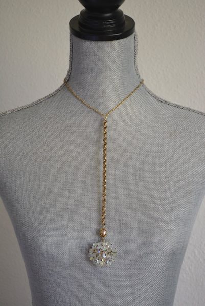 Crystal Pendant Necklace, Vintage Parts, Repurposed Jewelry, Repurposed Necklace, Crystal Necklace, Swarovski Crystal Necklace, Vintage Chains, Gold and Crystal Necklace