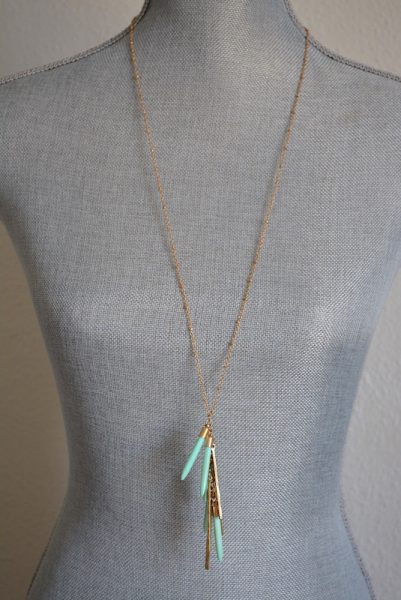 Mint Bars Necklace, Mint Necklace, Gold and Mint Necklace, Bohemian Necklace, Bohemian Jewelry