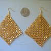 Gold Mesh Earrings, Mesh Earrings, Mesh Jewelry, 1970's Jewelry, Disco Earrings, 70s Disco, Studio 54