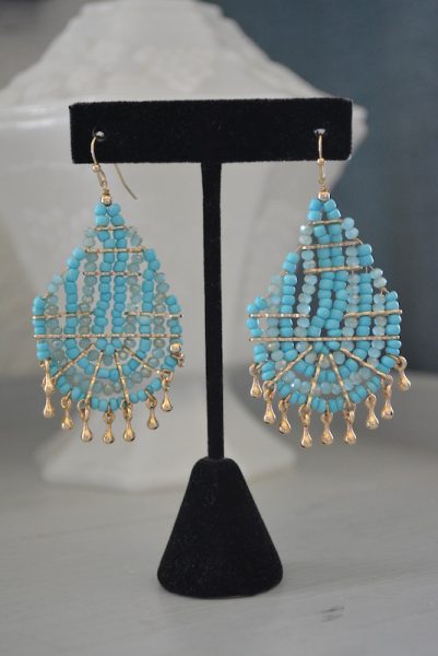 Blue Beaded Earrings, Turquoise Earrings, Summer Jewelry, Blue Earrings, Beaded Earrings, Turquoise Jewelry