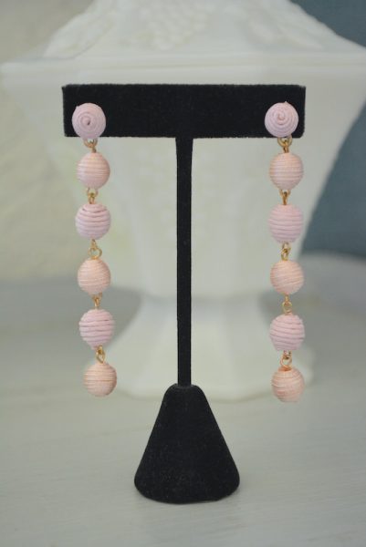 Pink Ball Drop Earrings, Pale Pink Earrings, Ice Pink Earrings, Pink Earrings, Wrapped Ball Earrings, Pink and Blush Earrings, Blush Earrings