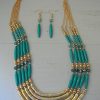 Gold and Turquoise Necklace Set, Turquoise Necklace Set, Turquoise Jewelry, Turquoise and Gold Jewelry, Cleopatra Jewelry, Necklace and Earrings, Beaded Jewelry